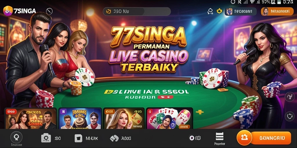 Tampilan gameplay yang mendebarkan dari aplikasi Live Casino 77SINGA.