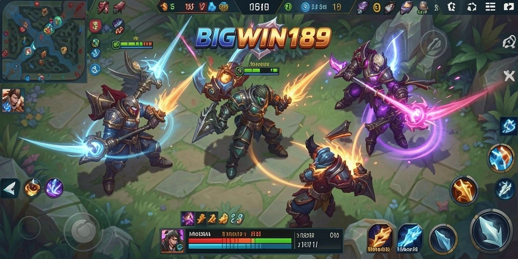 Screenshot BIGWIN189 memperlihatkan aksi seru dalam pertempuran MOBA.