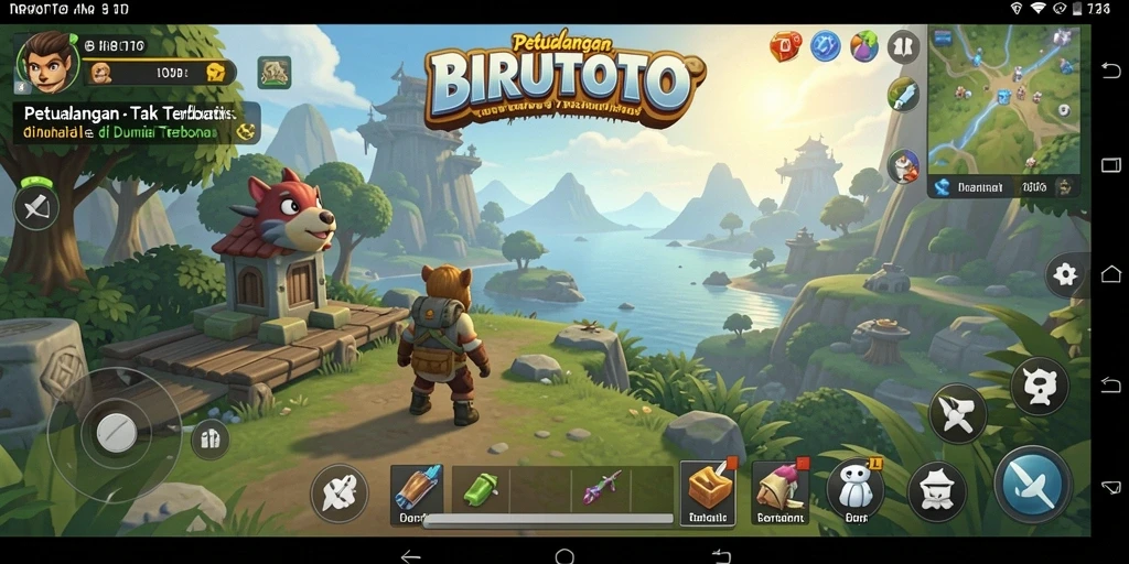 Tampilan gameplay seru dan kehidupan dunia terbuka BIRUTOTO.