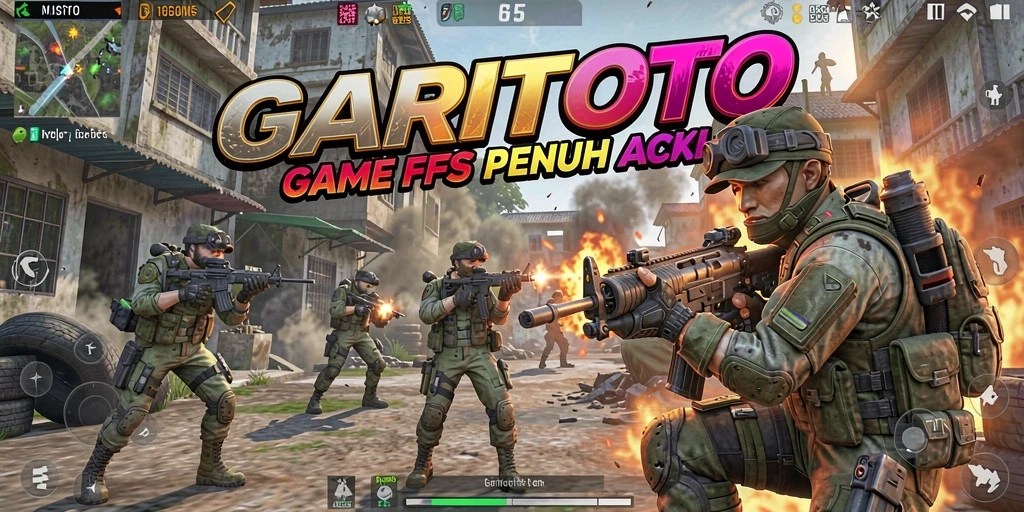 Tampilan gameplay GARITOTO dengan aksi tembak-menembak yang intens.