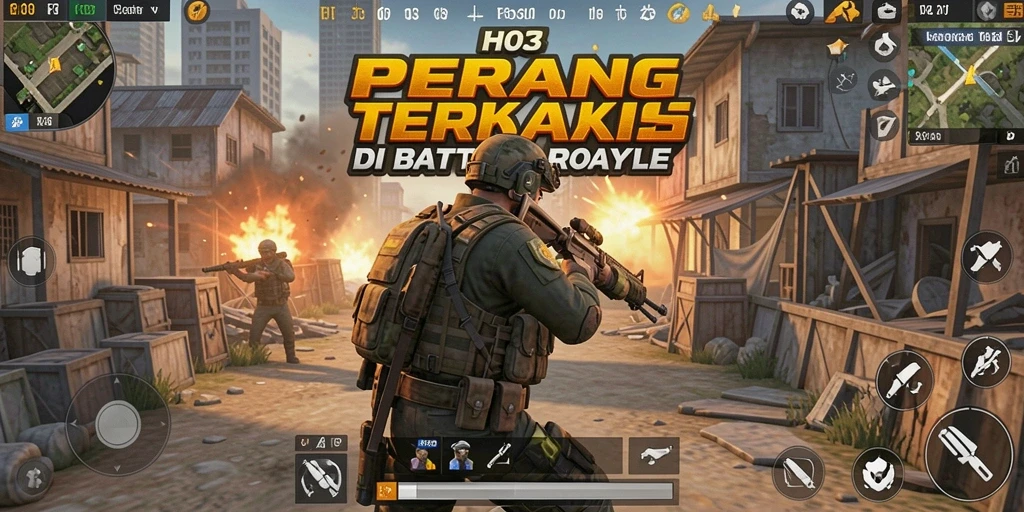 Tampilan gameplay mendebarkan dari H03 di arena Battle Royale.