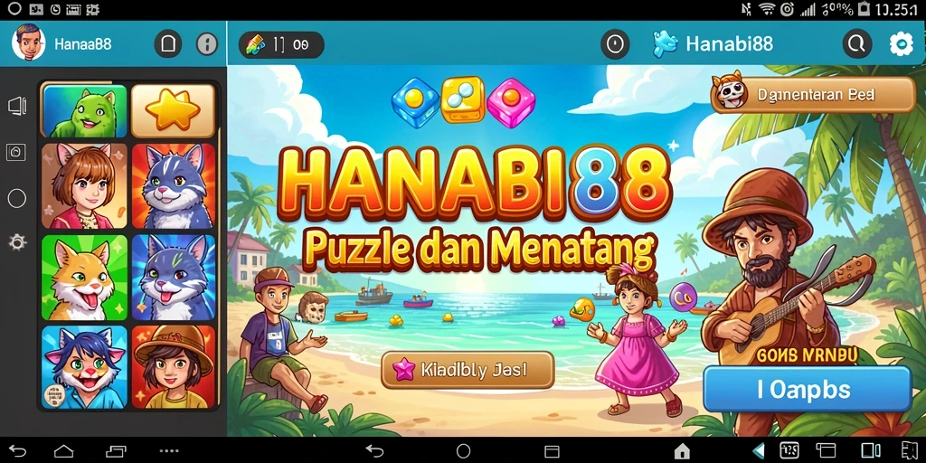 Tampilan gameplay menawan dari game puzzle HANABI88.