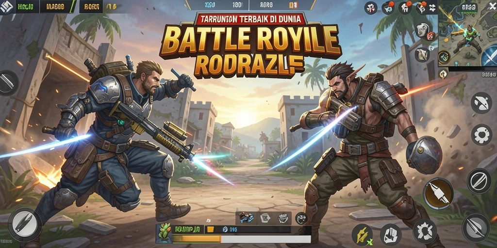 Tampilan gameplay seru dari HARAPJP yang menampilkan pertarungan Battle Royale.
