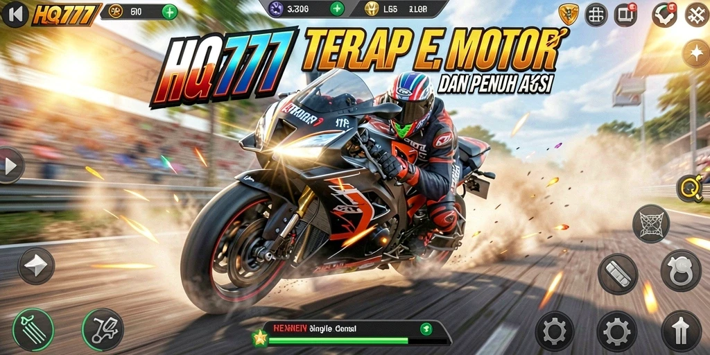 Tampilan gameplay mendebarkan dari balapan motor.