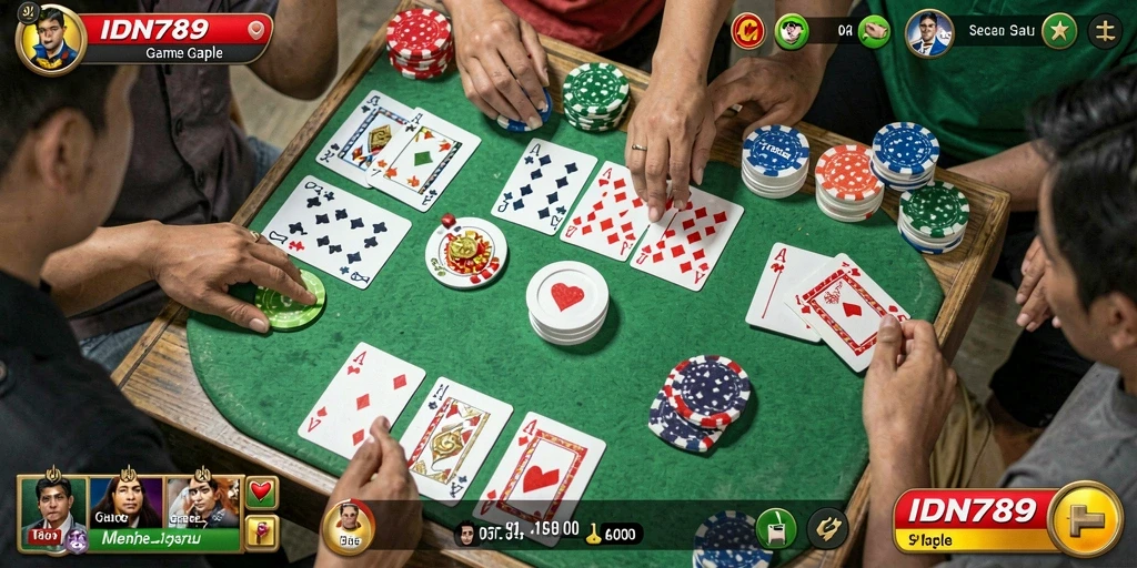 Tampilan menarik dari gameplay Gaple dalam IDN789.