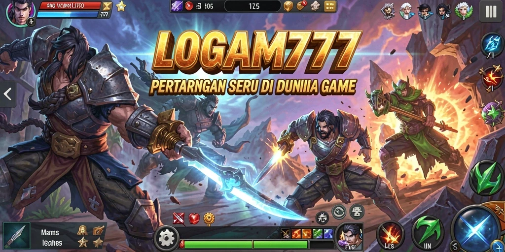 Tampilan gameplay LOGAM777 menampilkan aksi pertarungan yang mendebarkan.