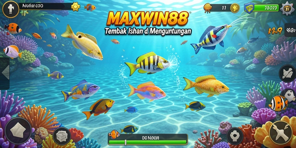 Tampilan gameplay MAXWIN88 yang seru dengan aksi tembak ikan.