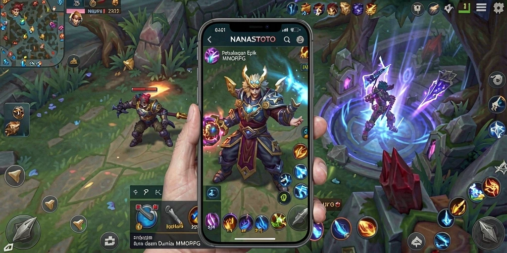 Tampilan utama gameplay NANASTOTO dengan karakter beraksi di medan perang.