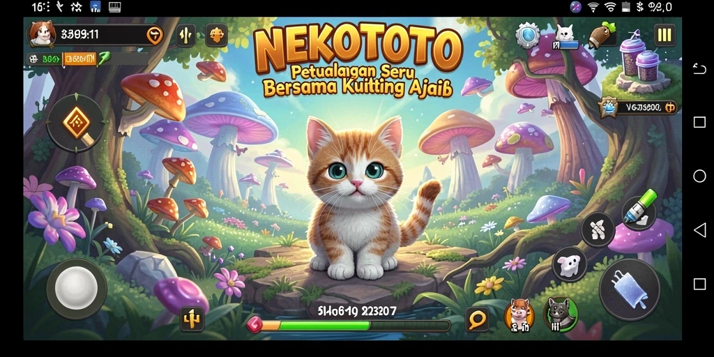 Tampilan gameplay NEKOTOTO yang penuh warna dan menantang.