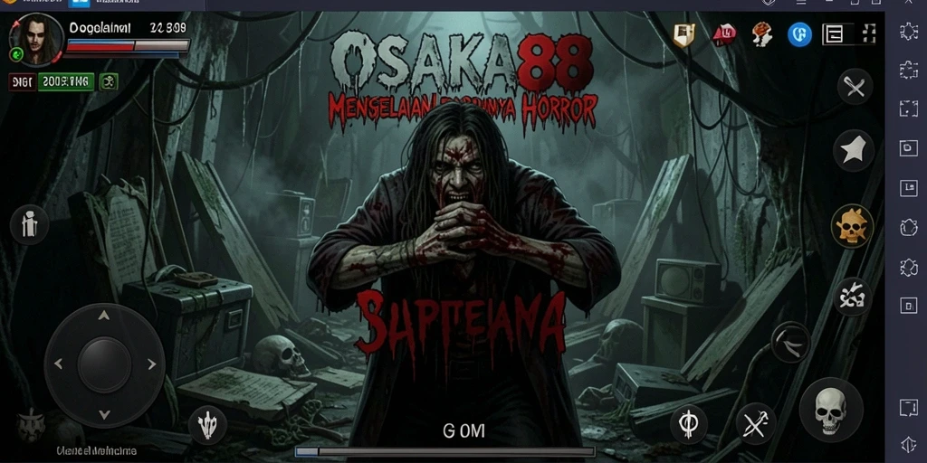 Tangkapan layar gameplay OSAKA88 menampilkan suasana menyeramkan dan misterius.