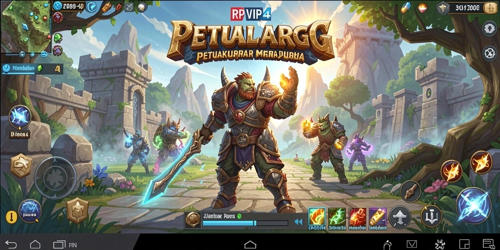 Screenshot utama RPVIP4 menampilkan karakter dalam pertempuran yang mendebarkan.