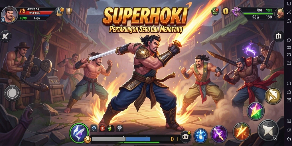 Gameplay seru dalam SUPERHOKI dengan pertarungan yang menegangkan.