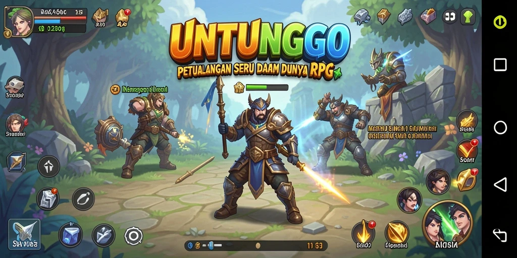 Screenshot UNTUNGGO menampilkan momen pertarungan yang mendebarkan dalam game RPG.