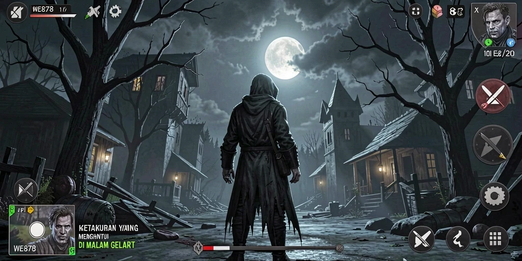 Tampilan menyeramkan gameplay WE878 dengan atmosfer horor yang kental.