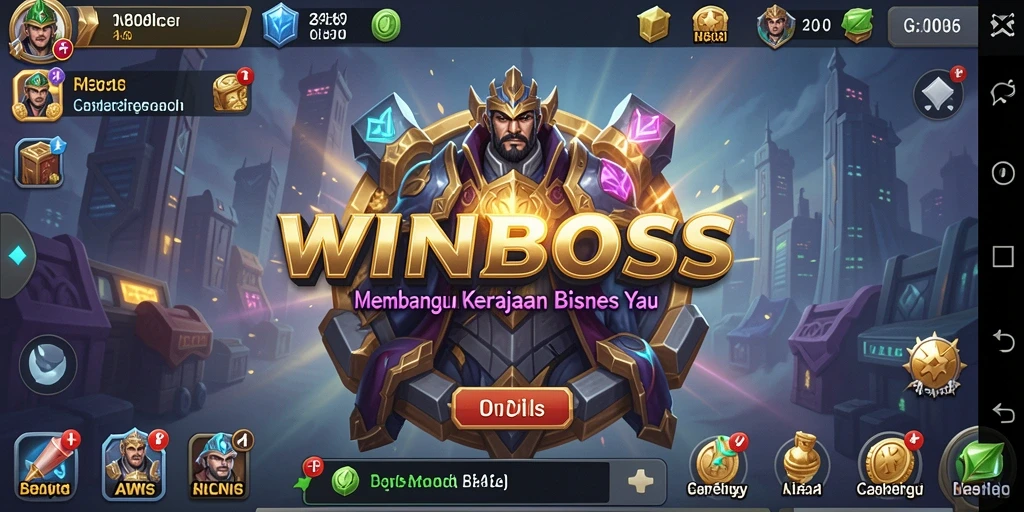 Tampilan gameplay WINBOSS dengan berbagai elemen bisnis yang menarik.