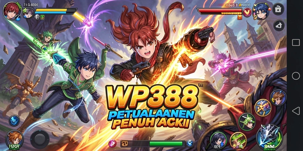 Tampilan gameplay WP888 yang menarik dengan aksi karakter Anime.
